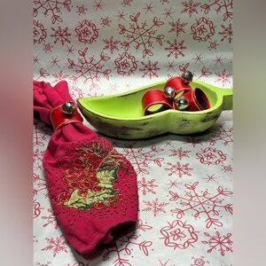 Napkin Rings Red Leather with Bells Lot of 4